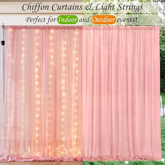 10ft x 7ft Baby Pink Chiffon Backdrop Curtain - Image 4