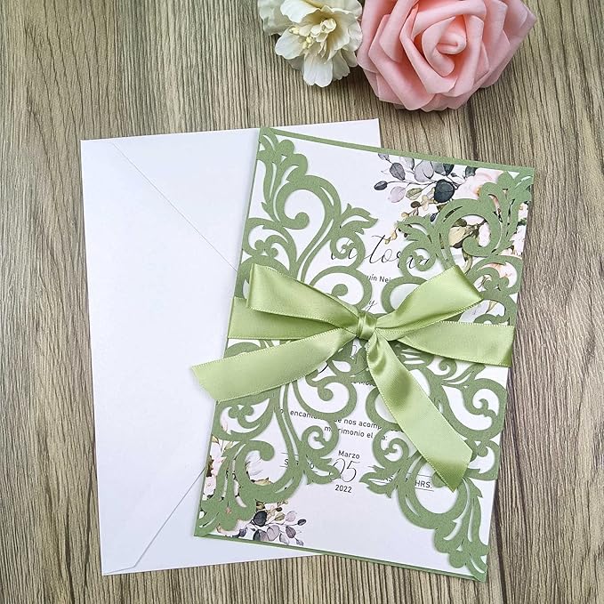 25PCS Laser Cut Wedding Invitations Cards - Image 2
