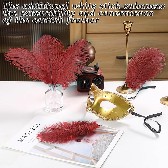 SOGUGOM Burgundy Craft Ostrich Feathers - Image 5