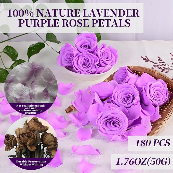 180 PCS Real Purple Rose Petals - Image 4