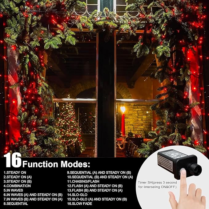 LAMPHOME 66ft Christmas Decorative Mini Lights, 200 LED Transparent Wire Fairy - Image 3