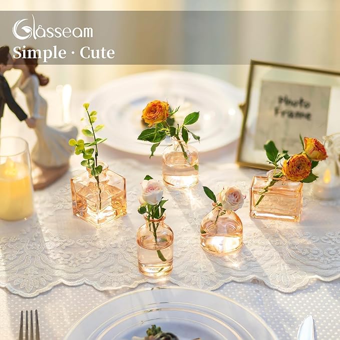 Glasseam Mini Bud Vases for Centerpieces: Clear Small Flower Vase Set of 20 - Image 4