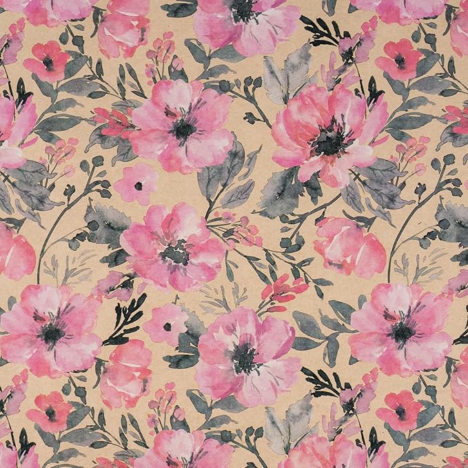RUSPEPA Pink Wrapping Paper Roll, 17 in x 16.4 ft, Mini Roll, Floral Wrapping - Image 2
