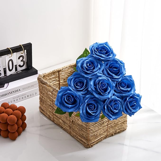 Artificial Rose 10pcs Open Flower Bouquet Faux Rose Stems - Image 3