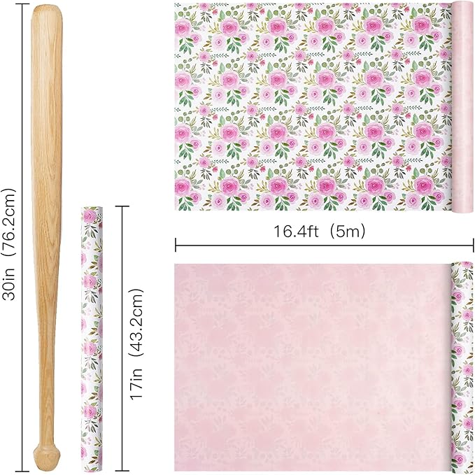RUSPEPA Reversible Floral Wrapping Paper Roll, Mini Roll, Elegant Gift Wrap - Image 7