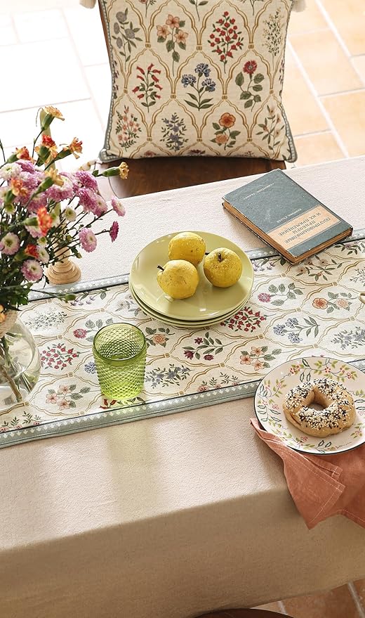 ISAENNE Designer Vintage Elegant Linen Table Runner 118 Inches Extra Long - Image 9