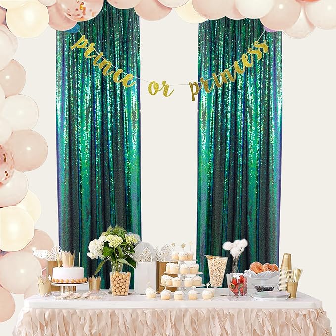 ShinyBeauty Sequin Backdrop Set of 4, 2FTx8FT Photo Backdrop Sequin Curtains - Image 2