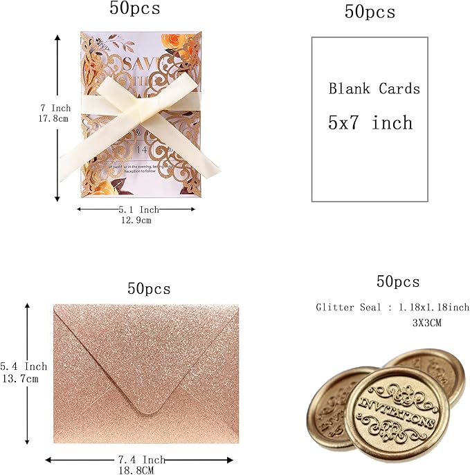 50Pcs Laser Cut Wedding Invitation - Image 2