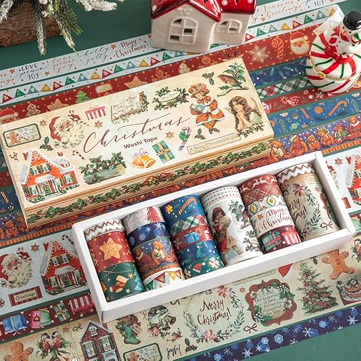 20 Rolls Christmas Theme Washi Tape Set, Writable Decorative Tapes - Image 7