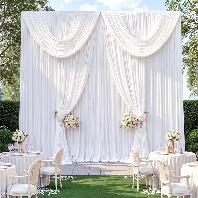 30ftx10ft Wrinkle Free White Backdrop Curtains - Image 6