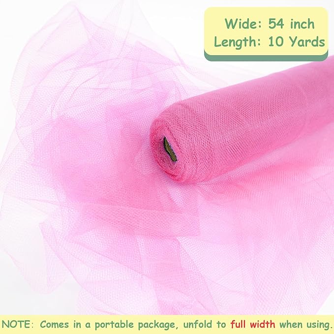 Pink Tulle Fabric Roll, 54 Inch by 10 Yards - Image 4