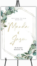 Generic Greenery Wedding Welcome Sign, 18x27 inches, Modern Geometric by Custom