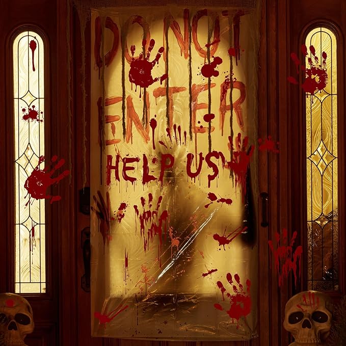 Halloween Window-Clings-Decorations Bloody-Handprint-Footprint Stickers - Image 5