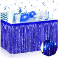 3 Pack 29 x108 Inch Blue Foil Fringe Table Skirts Metallic Banner by Mebiornt