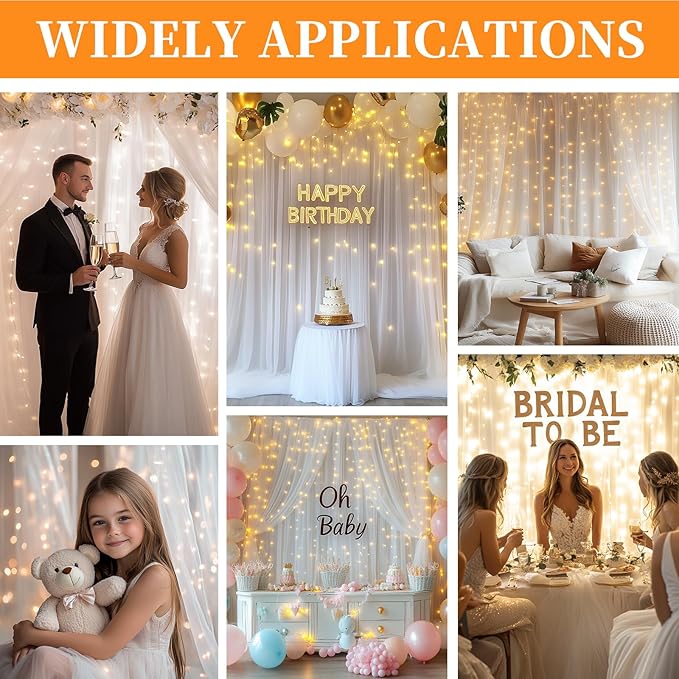 10x10ft White Tulle Backdrop Curtain - Image 2