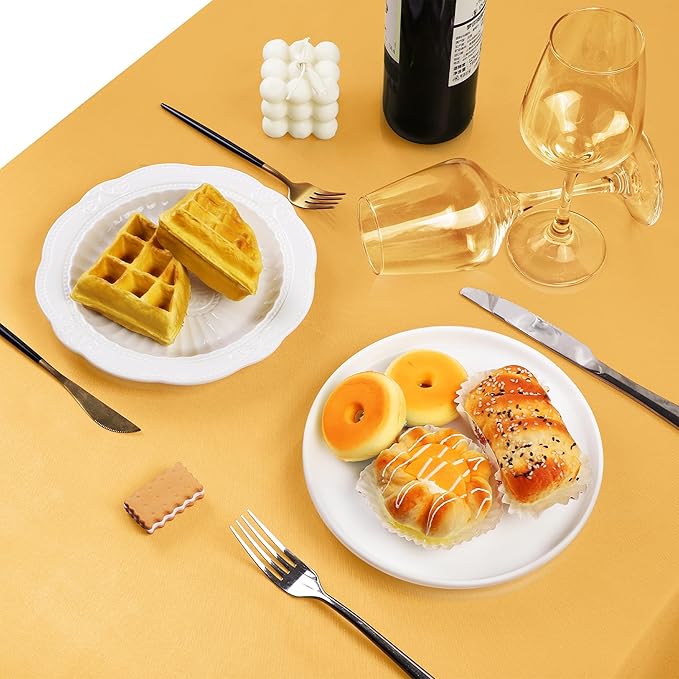 TURSTIN 4 Packs Gold Satin Tablecloth 102 x 58 Inch Overlay Satin Table Cover - Image 5