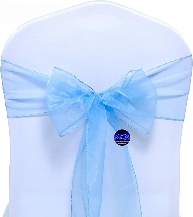 MDS Pack of 75 PCS Organza Chair Sashes Wider Dining Chair Bows Ribbon Tie Back - Image 3