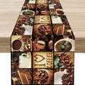 Coffee Theme Table Runner, Retro Farmhouse Coffee Cup Latte Cappuccino Tea by Unknown