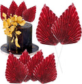 Gyufise 6Pcs Paper Palm Fan Cake Toppers Palm Spear Leaves Fan Cupcake Toppers by Gyufise