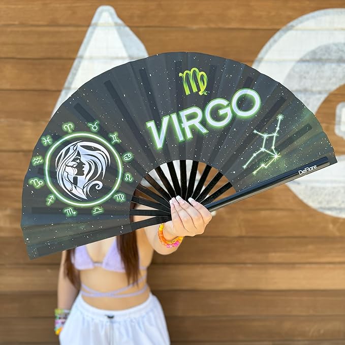 DeFlare | Cosmic Zodiac Rave Fan | Zodiac Sign Hand Fan | Astrology Rave Fan | - Image 4