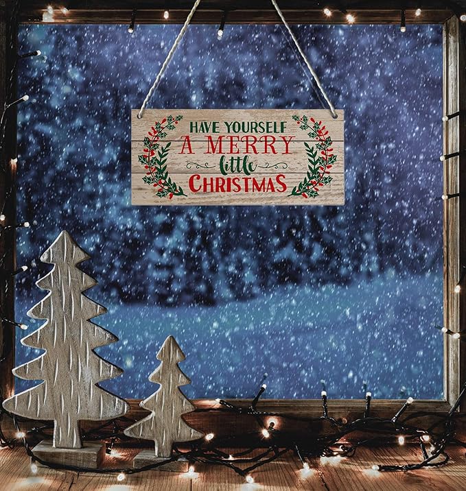 Christmas Door Hanging Sign，Big Wall Wood Winter Decorations Signs，Indoor - Image 9