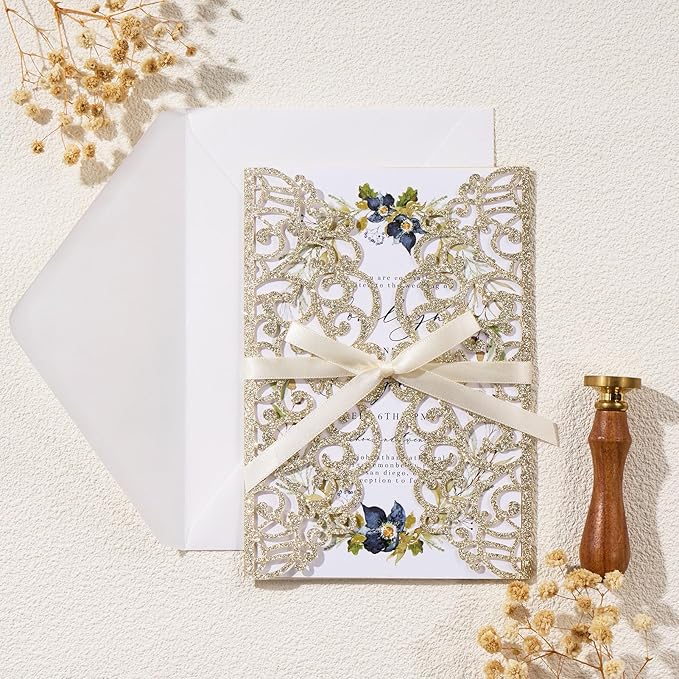 25pcs Glitter Wedding Invitations - Image 5