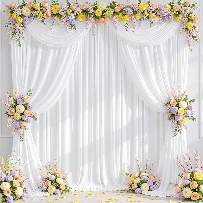 10x10ft Wrinkle Free White Backdrop Curtains - Image 6
