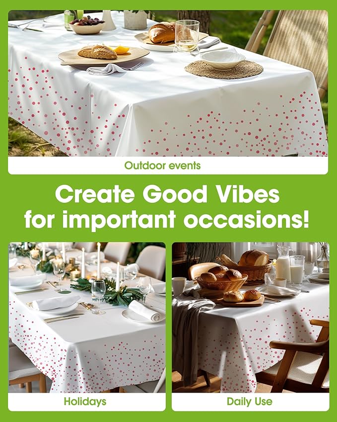Pureegg Plastic Table Cloth Disposable 10 Pack, 54 x 108 Inch Table Cloths - Image 4