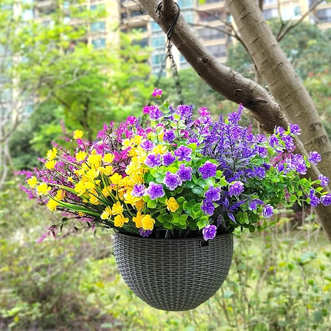 20 Bundles Artificial Flowers Outdoor UV Resistant No Fade Fake Plants Faux - Image 5