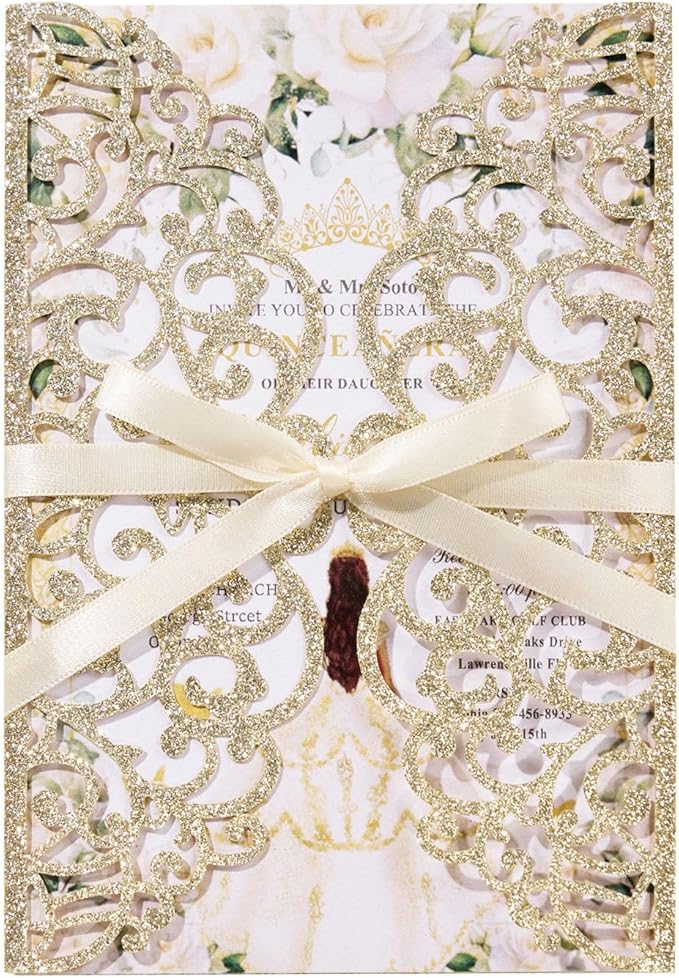 25pcs Glitter Wedding Invitations by HomeKitchen
