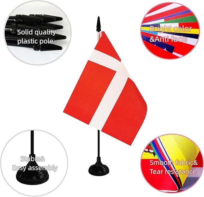 Denmark Desk Flag, 12 Pack Danish Table Office Flag - Image 3