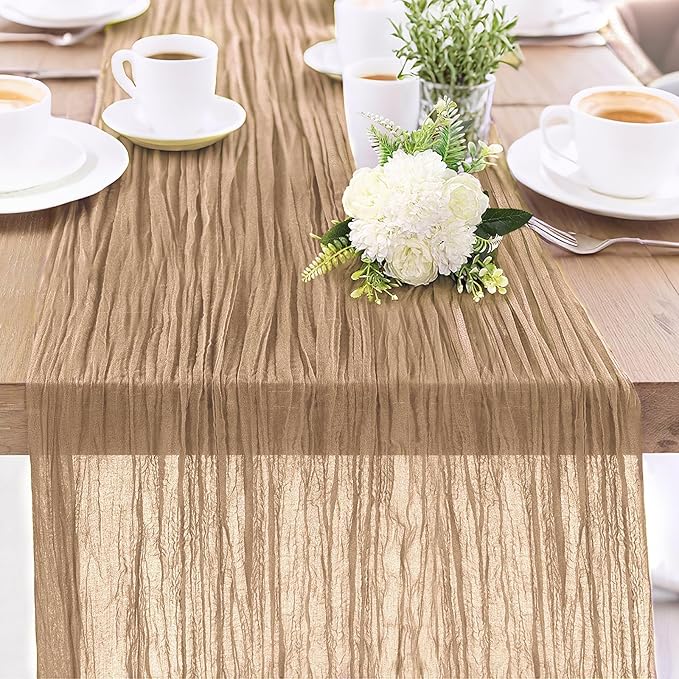 1-Pack Khaki Cheesecloth Table Runners – 10FT Boho Rustic Gauze Fabric Cheese by Unknown