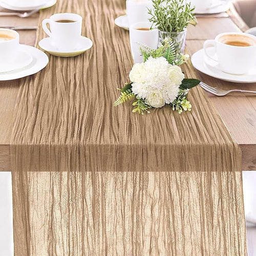 1-Pack Khaki Cheesecloth Table Runners – 10FT Boho Rustic Gauze Fabric Cheese by Unknown