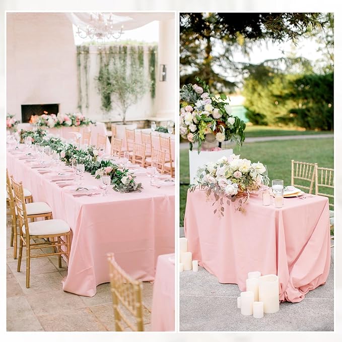 12 Pack Polyester Tablecloth 60 x 126 Inch Pink Tablecloth - Image 8