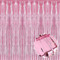 6 Pack Pink Foil Fringe Curtains Backdrop, 3.28 x 8.2 Ft Metallic Streamers by LANTIANCHEN