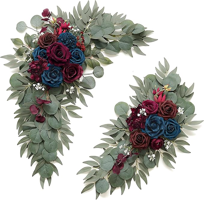 Navy and Burgundy Flower for Wedding Welcome Signs Decorations, Artificial by Love%C2%A0Every%C2%A0Bit%C2%A0of%C2%A0Life