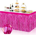 3 Pack 29x108 Inch Rose Red Foil Fringe Table Skirts Metallic Banner by Ferwzsr