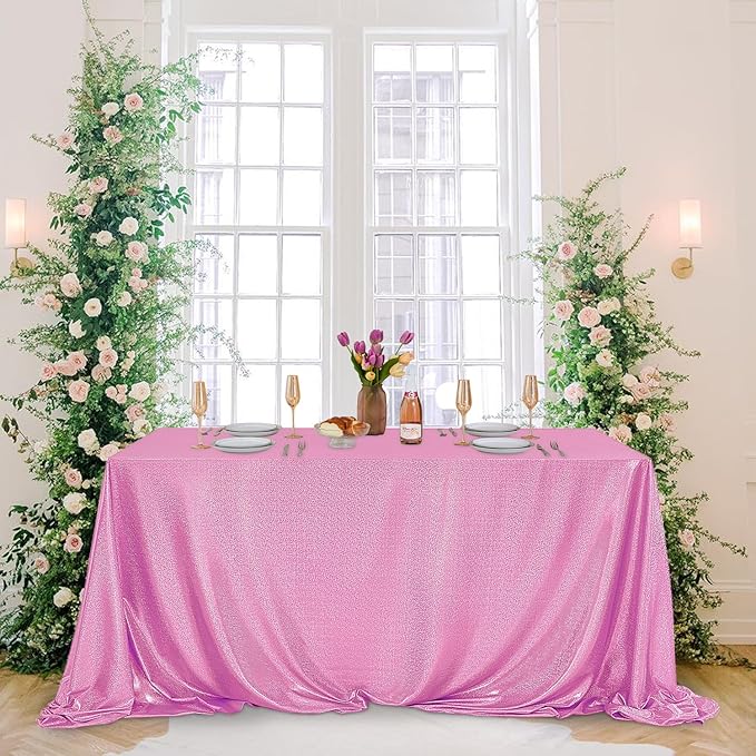 Fitable 2 Pack Pink Sequin Tablecloth - Image 8