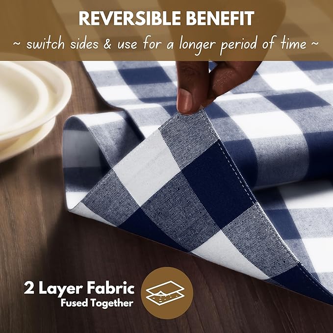 Native Fab Buffalo Check Table Runner, 100% Cotton, 13x108 Inches, Rustic - Image 6