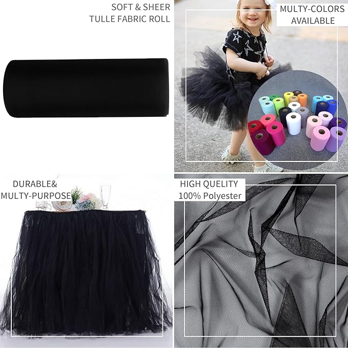 Black Tulle Fabric Rolls 54 Inch by 10 Yards Fabric Tulle Bolt - Image 5