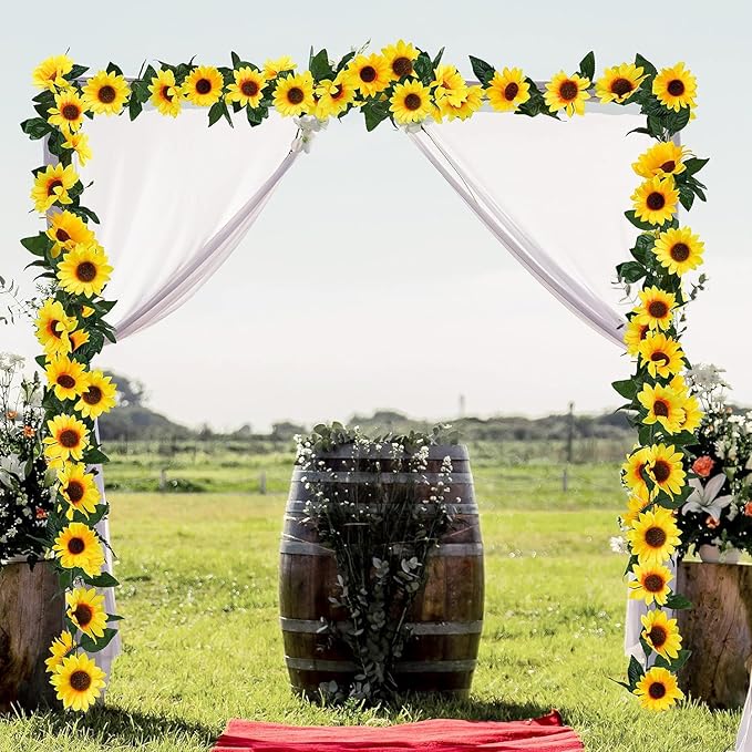 Uieke 12PCS Artificial Sunflower Garland, 7.5ft/Strand Silk Sunflowers Hanging - Image 9