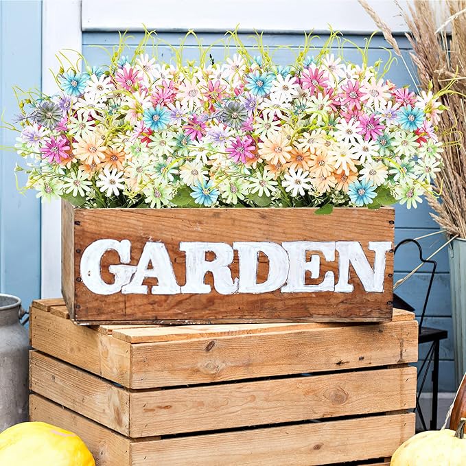 AmyHomie 6 Bundles Wildflowers Fake Daisy Outdoor Artificial Flowers UV - Image 6