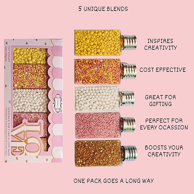 Confect Sprinkles – 5 Pack Assorted Cake Decorating Mix – Celebration Spring & - Image 9