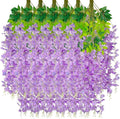 24 Pack Light Purple Wisteria Hanging Flowers Garland, 3.77 Feet Artificial by Luerbi