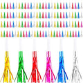 120 Pcs Glitter Bomb Noise Maker Gold Metallic Fringed Squawker Blowouts Silver by Unknown