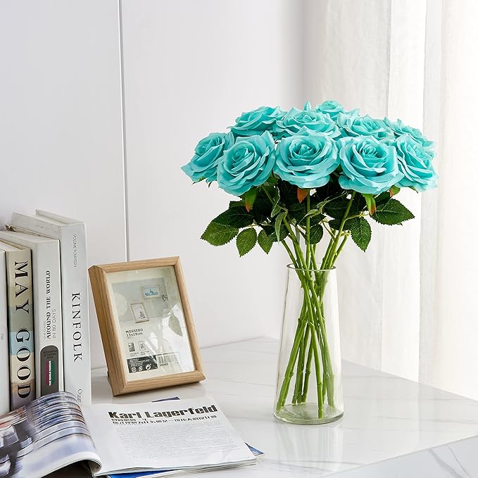Artificial Rose 10pcs Open Flower Bouquet Faux Rose Stems - Image 2