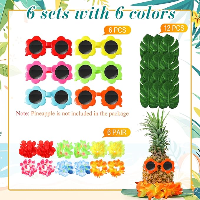 6 Sets Hawaiian Table Centerpieces Pineapple Luau Party Table Decorations - Image 3