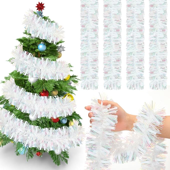 72 Feet Christmas Tinsel Garland Shiny Metallic Tinsel Twist Garland Streamers by Yilloog