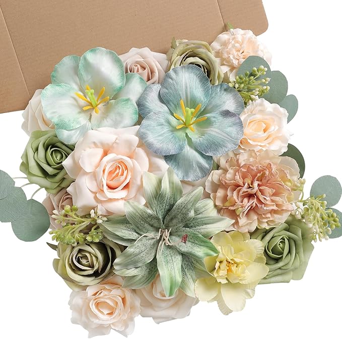 Serra Flora Artificial Flower Combo Fake Peony Rose Silk Flowers by SerraFlora