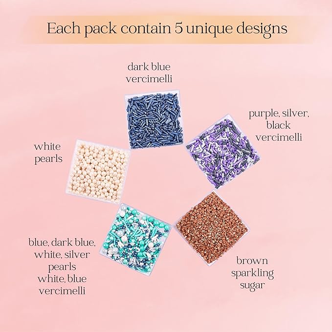 Confect Sea Paradise Sprinkles | Mix White & Sea Blue Pearl Dragees | Navy Blue - Image 2
